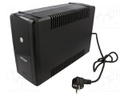 Power supply: UPS; 115x320x220mm; 720W; 1.2kVA; 9.4kg; Schuko x4