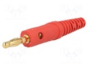 Plug; 4mm banana; 32A; 60VDC; red; with transversal socket