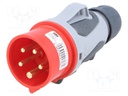 Connector: AC supply 3-phase; plug; male; 16A; 400VAC; IP44; PIN: 5