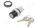 Switch: rotary with key; 22mm; black/silver; Illumin: none; IP66