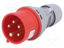 Connector: AC supply 3-phase; plug; male; 16A; 400VAC; IEC 60309