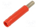 Adapter,socket; 4mm banana; 32A; 600V; red; nickel plated