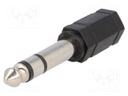 Adapter; Jack 3.5mm socket,Jack 6.35mm plug; stereo