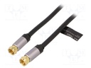 Cable; 75Ω; 1.5m; F plug,both sides; shielded; black; Øcable: 5mm