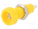 Socket; 4mm banana; 10A; 50VDC; 28.5mm; yellow; nickel plated; 10mΩ