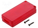 Enclosure: for USB; X: 30mm; Y: 65mm; Z: 15.5mm; ABS; translucent red