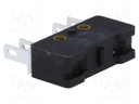 Microswitch SNAP ACTION; without lever; SPST-NO + SPST-NC; IP40