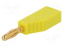 Plug; 4mm banana; 19A; yellow; with axial socket