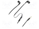 Headphones with microphone; black; Jack 3,5mm; in-ear; 32Ω; 105dB