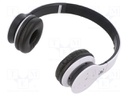 Bluetooth headphones with microphone; white; USB micro; 32Ω