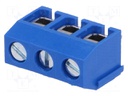 PCB terminal block; angled 90°; 5mm; ways: 3; on PCBs; 1.5mm2; 15A