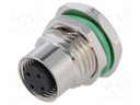 Socket; M12; PIN: 4; female; D code-Ethernet; THT; IP67; 250V; 4A
