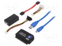 USB to SATA adapter; IDE 40pin,IDE 44pin,SATA socket; 5Gbps