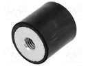 Vibration damper; M6; Ø: 20mm; rubber; L: 20mm; H: 6mm; 267N; 53N/mm