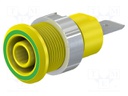 Socket; 4mm banana; 32A; 1kV; Cutout: Ø12.2mm; yellow-green