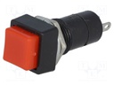 Switch: push-button; Pos: 2; SPST-NO; 3A/125VAC; red; Illumin: none