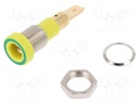 Socket; 4mm banana; 25A; 30VAC; 60VDC; yellow-green; screw