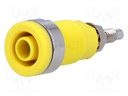 Socket; 4mm banana; 32A; 1kVDC; yellow; nickel plated; on panel