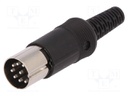 Plug; DIN; male; PIN: 8; Layout: 262°; straight; for cable; soldering