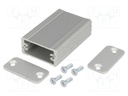 Enclosure: with panel; AKG; X: 33mm; Y: 50mm; Z: 16mm; aluminium; grey
