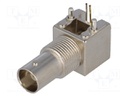 Socket; BNC; female; angled 90°; 75Ω; THT; polyetylene; gold-plated