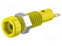 Socket; 2mm banana; 10A; 23.3mm; yellow; Plating: gold-plated