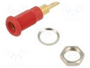 Socket; 4mm banana; 25A; 30VAC; 60VDC; red; gold-plated; on panel