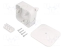 Enclosure: junction box; X: 72mm; Y: 72mm; Z: 28mm; wall mount; IP44