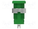 Socket; 4mm banana; 25A; 1kV; green; nickel plated; on panel,screw