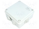 Enclosure: junction box; X: 113mm; Y: 113mm; Z: 57mm; wall mount