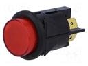 Switch: push-button; Pos: 2; DPST-NO; 16A/250VAC; 16A/28VDC; red