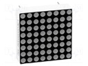 Display: LED; matrix; 8x8; green; 6mcd; cathode; 20x20mm