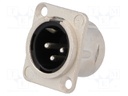 Socket; XLR; male; PIN: 3; flange (2 holes),for panel mounting