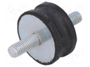 Vibration damper; M8; Ø: 35mm; rubber; L: 15mm; Thread len: 20mm