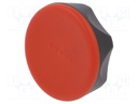 Knob; Dia: 45mm; H: 26mm; technopolymer (PA); black; Cap: red