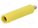 Socket; 4mm banana; 32A; yellow; nickel plated; screw; insulated