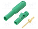 Plug; 1,5mm banana; green; gold-plated; Insulation: PA; Ø: 2.1mm