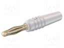 Plug; 2mm banana; 10A; 30VAC; 60VDC; white; non-insulated; 0.5mm2