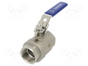 Ball valve; acid resistant steel AISI 316; PTFE; A: 76.5mm; 63bar