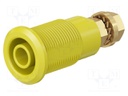 Socket; 4mm banana; 32A; yellow; gold-plated; Overall len: 33mm