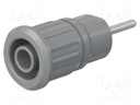 Socket; 4mm banana; 24A; 1kV; L: 35.5mm; grey; nickel plated