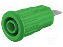 Socket; 4mm banana; 24A; 1kV; Cutout: Ø12.2mm; green; nickel plated