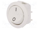 ROCKER; SPST; Pos: 2; OFF-ON; 12A/250VAC; white; IP40; none; 100mΩ