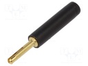 Adapter; 2mm banana; black; gold-plated; 28.5mm; Mounting: screw