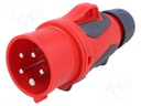 Connector: AC supply 3-phase; plug; male; 16A; 400VAC; IP44; PIN: 5