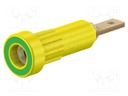 Socket; 2mm banana; 10A; yellow-green; gold-plated; insulated