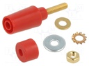 Socket; 4mm banana; 32A; 1kV; red; gold-plated; insulated