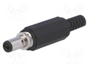 Plug; DC supply; female; 5,5/2,1mm; 5.5mm; 2.1mm; with lock; 9.5mm