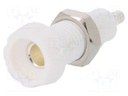 Socket; 4mm banana; 10A; 50VDC; 28.5mm; white; nickel plated; 10mΩ