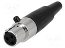Plug; XLR mini; female; PIN: 3; for cable; soldering; 5A; 0.5mm2